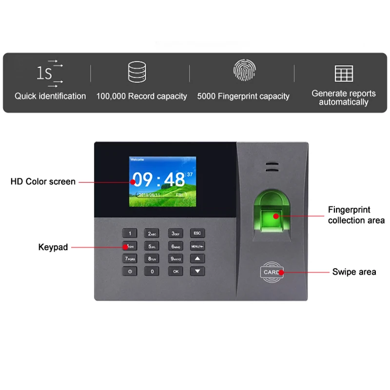 New Design A-L315 biometric time attendance system with fingerprint and card and lock control and employee attendance recorder