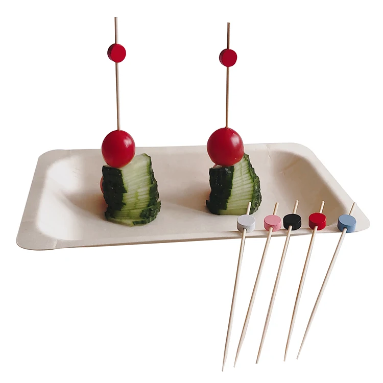Disposable 100% Bamboo Cocktail Skewers Colorful Bamboo Sticks With Fruit