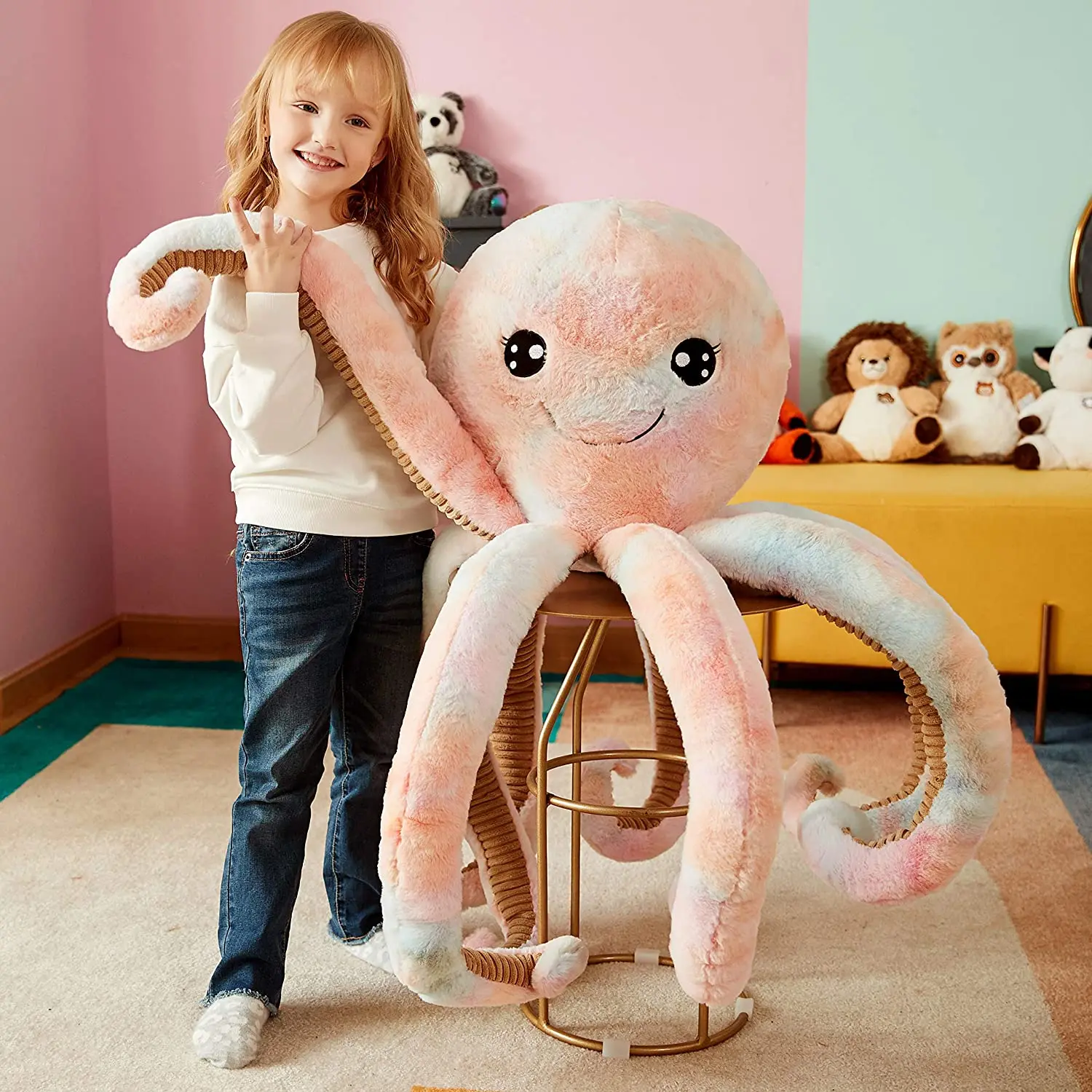 Custom Soft Toy Large Cute Huge Jumbo Kawaii Fluffy Plushy Big Size Octopus Fat Oversized Plushie Gifts for Kids