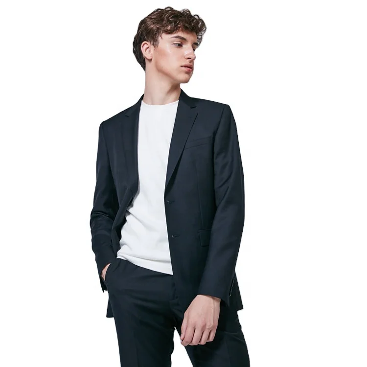 Custom Casual Fashion Boy Men Clothing Wool Polyester Solid Color Business Pants Coat Two Piece Suit
