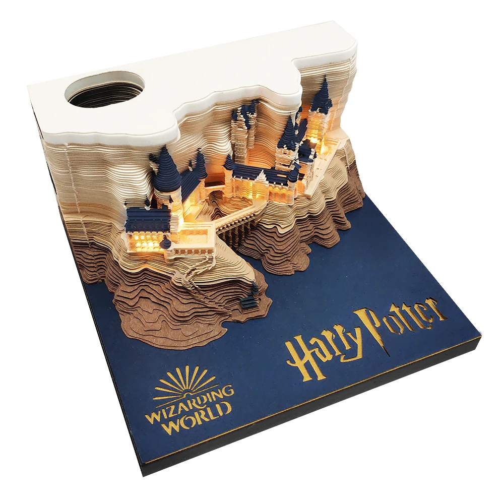 Factory Sale Various 3D Design Hary Potter Paper Block Notes Cube Hogwarts Castle Sticky Notes Memo Pad