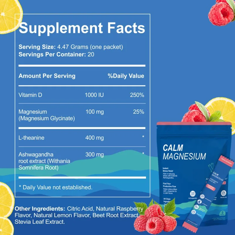 OEM Private Label Calm Drink Magnesium Electrolyte Drink Mix Powder For Stress Relief