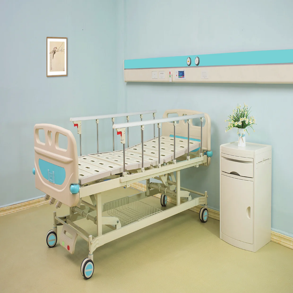 Hospit кровать ручной регулировкой 3 crank функции сестринского клиника ухода за больными первостепенное значение
