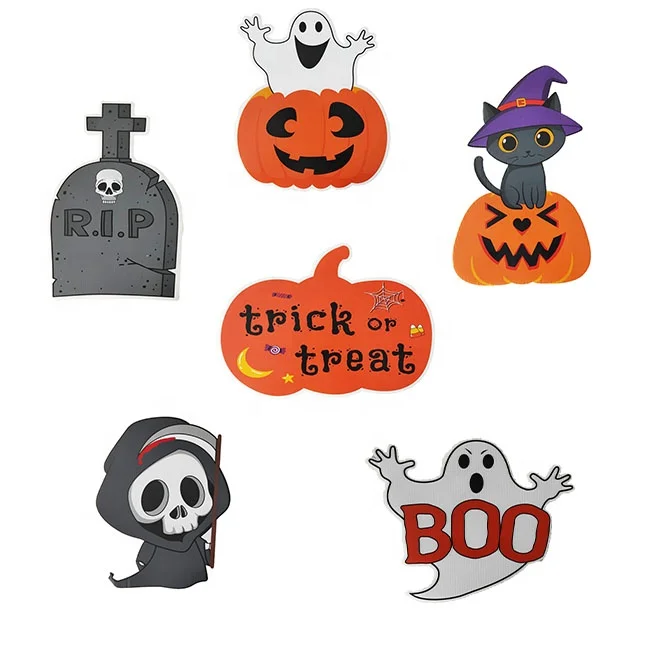 
Corrugated Board Halloween Pumpkin Ghost Tombstone Yard Lawn Decoration with Stake Signboard 