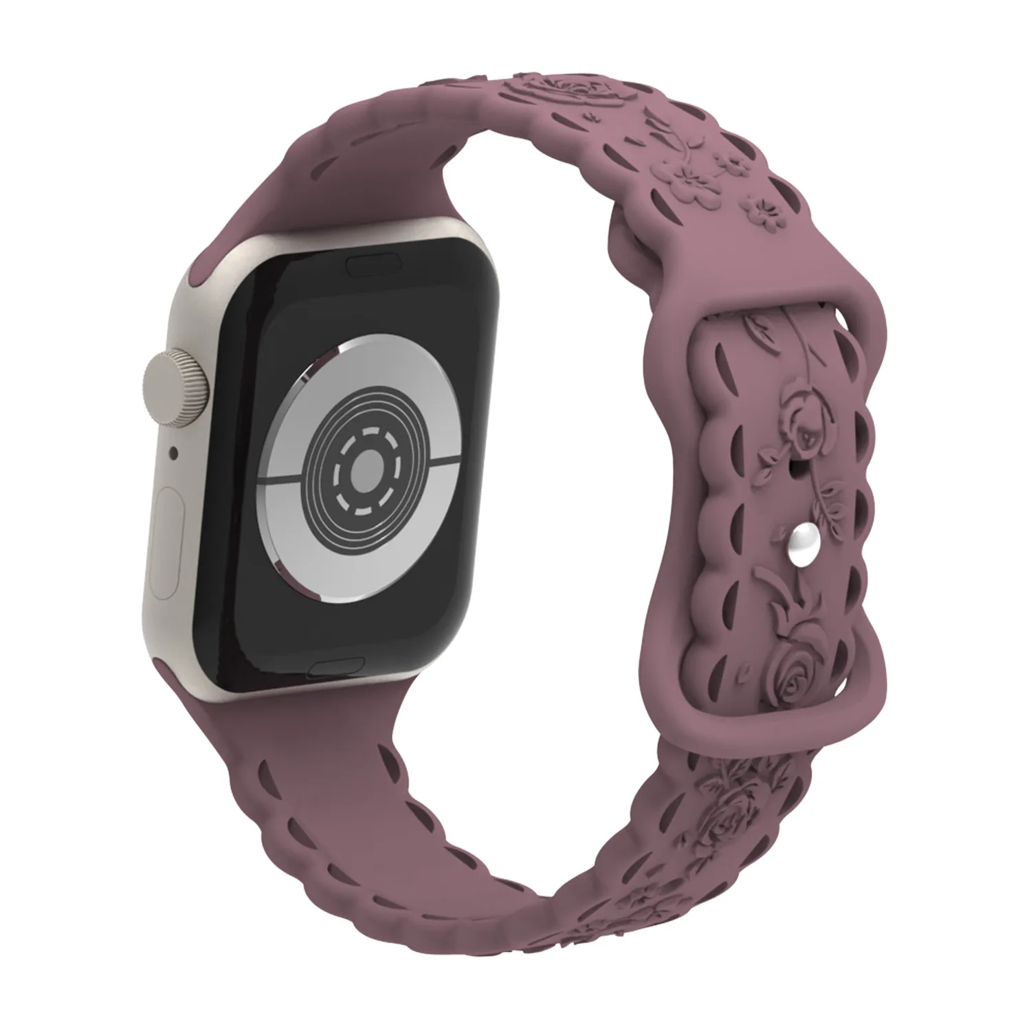 Leyi Loop Wristband Replacement Engraved Relief Watch Strap Silicone 3D Rose Design Lace Band for 8 ultra 38mm