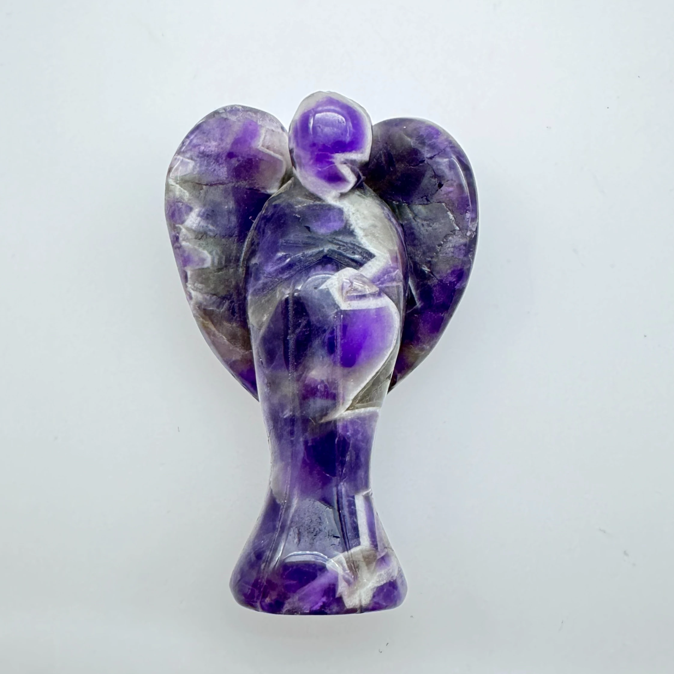 Gemstone Amethyst Angel statue Hand Carved Semi-Precious Craft 7.5 cm Crystal Angel For Decor Healing Reiki Crafts