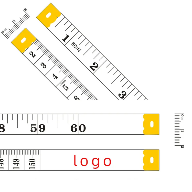 Customized Logo 60 inch /150cm colored  Soft PVC Tape Measure Double Scale Measurement Tape for Sewing Tailor Cloth Ruler
