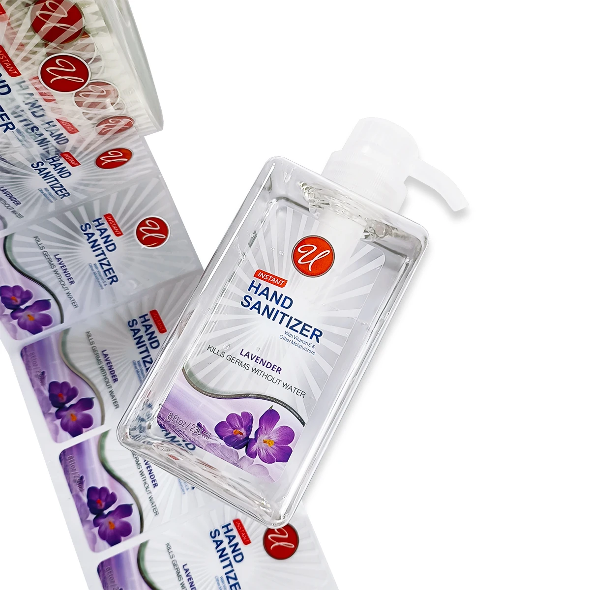 Customized Self Adhesive Printing Roll Vinyl PET Transparent Clear Waterproof Glossy Lamination Sticker lotion bottle Label