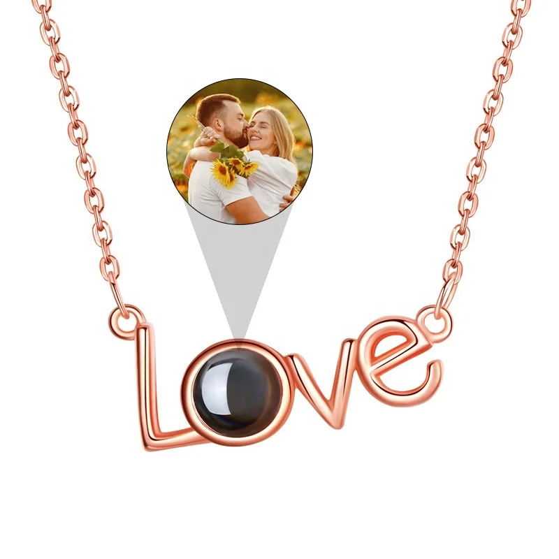 Romantic Love Letter Necklace Drops-hip Photo Projection Necklace Shopify Drops-hipping 100 Languages Necklace Custom Jewelry