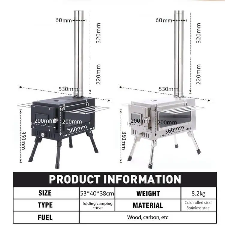4 Burner Fold Camping Assembling S Outdoor Wood Burning Stove