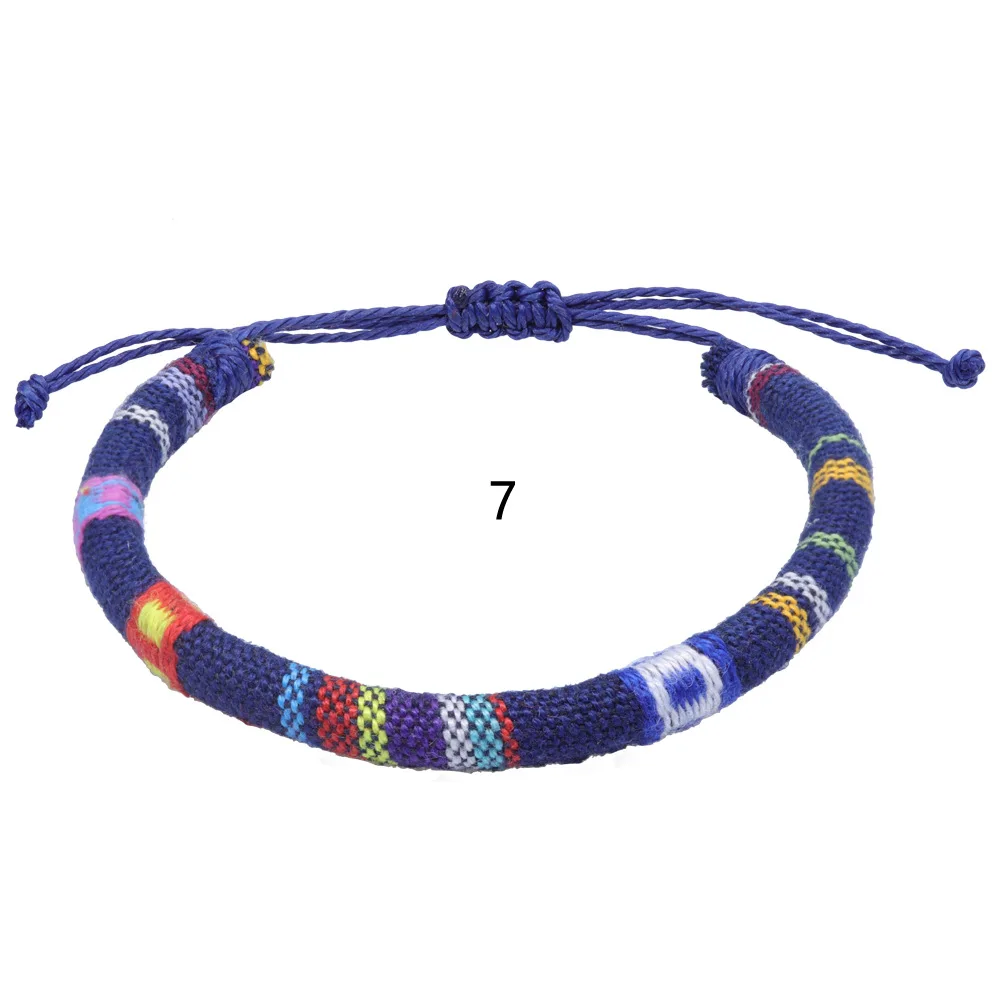 New Style Hand Made Custom Colored Irregular Flower Thread Woven Waxed Cotton Bracelet For Women Jewelry