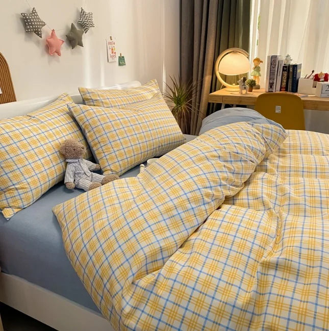 HG Low Price 4 Pieces Printed Comforter Flat Bed Sheet Queen King Size Bilateral Skirt Bedsheets Bedding Sets