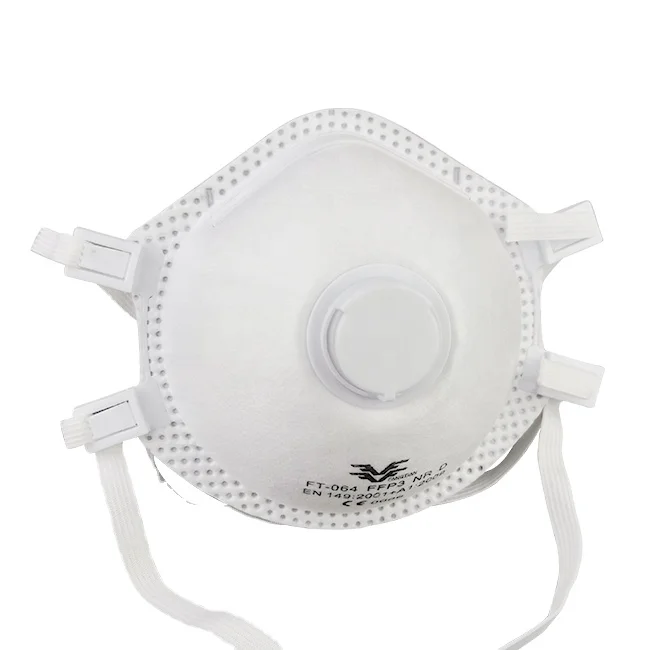 Collapse Resistance FFP3V NR FT-064 White Anti-dust Dust Respirator With Sponge Nose Lining Protects Against Smoke Dust