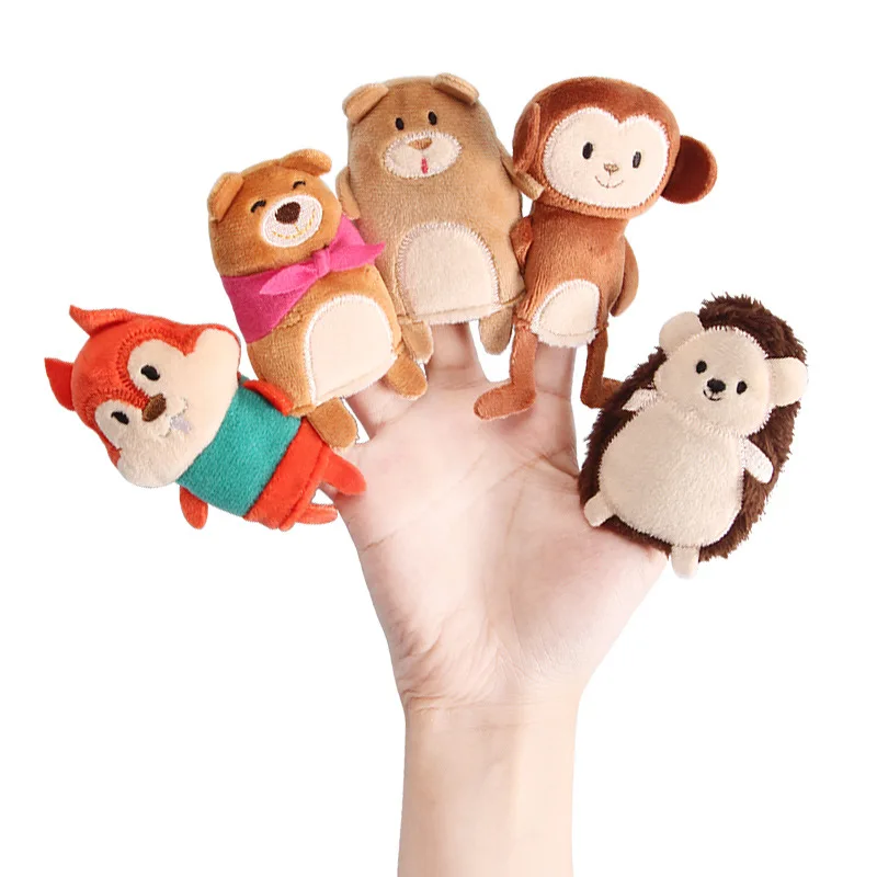 Custom soft plush educational finger hand puppet for kids gift high quality popular stuffed plush finger puppet toy