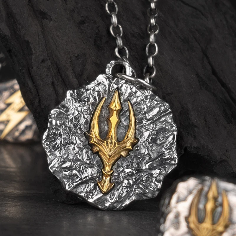 Ожерелье кулон для мужчин изысканные украшения Poseidon Aquaman Trident серебро 925 Стерлинговое Серебро подвеска