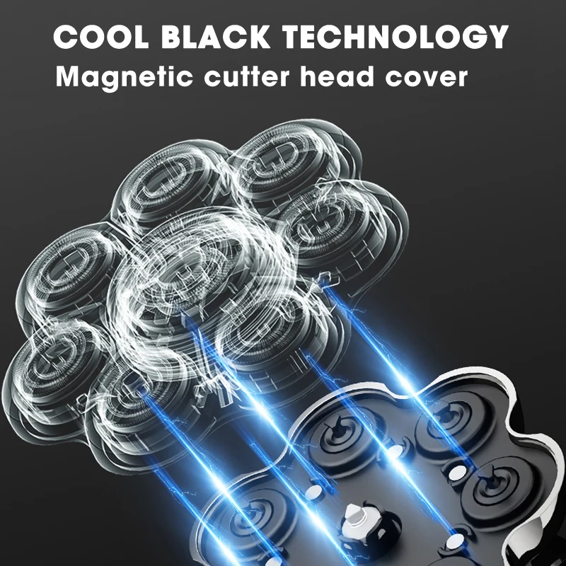 Lanumi LK-8610 6 in 1 Magnetic 8D bald shaver for bald LCD display rotary shaver men 2024 Whole body washing 8d head shaver