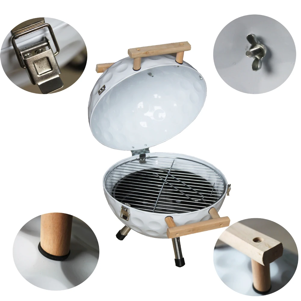 12 or 14 Inch Charcoal Grill Indoor Outdoor round Foldable Shaped Sport Golf Shape Large Charcoal Outdoor BBQ Grill