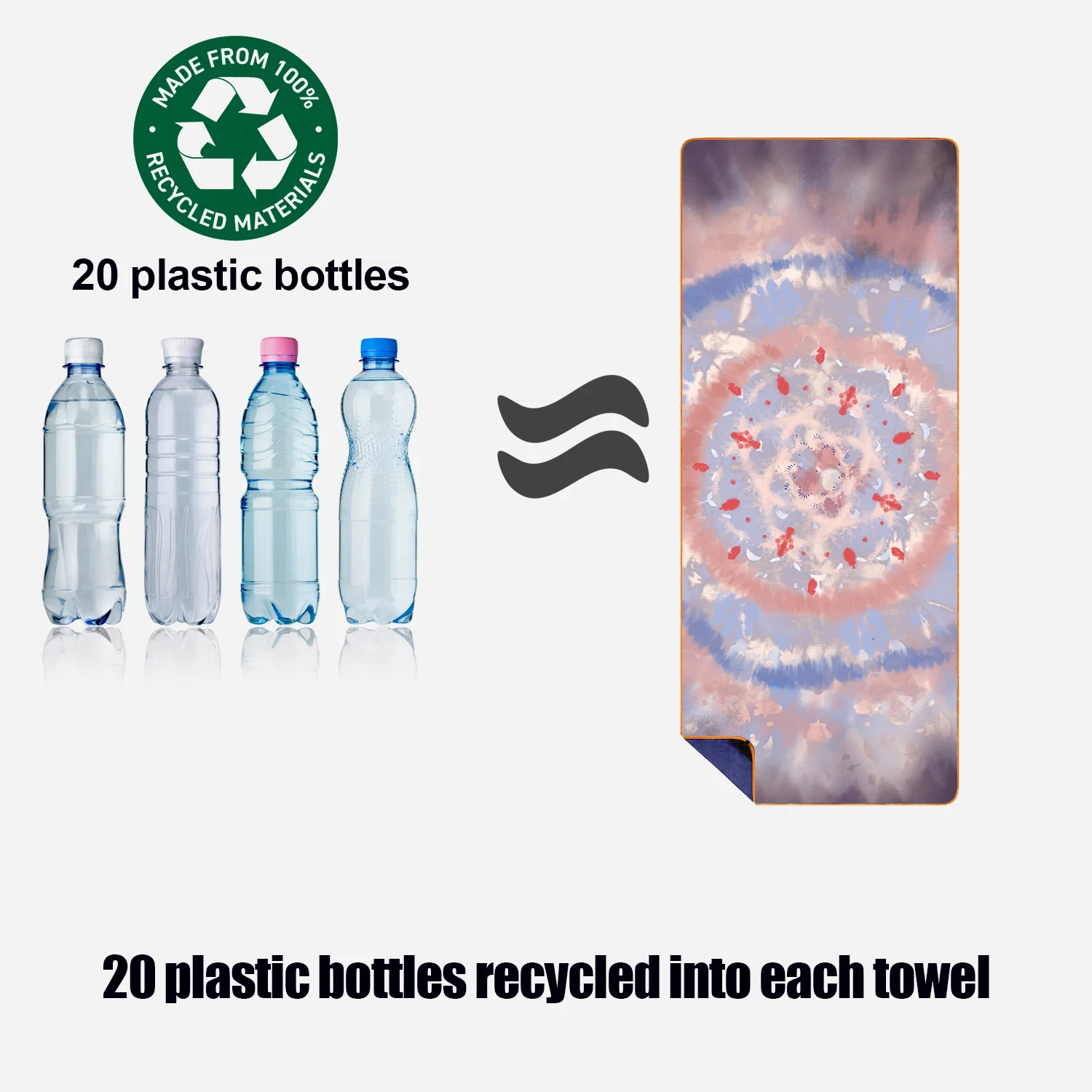 100% Recycled Plastic Bottle Microfiber polyester Oversized Extra Large Sand Free Quick Dry Lightweight beach towel