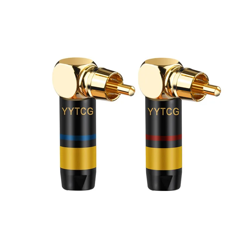 YYTCG G1 90° RCA Male / Female Connector Gold Plated Copper Plug Jack for DVD Computer AV 7MM