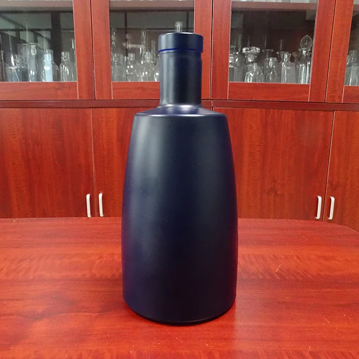 70cl Round Blue Tequila Brandy Glass Bottles with Glass Lid