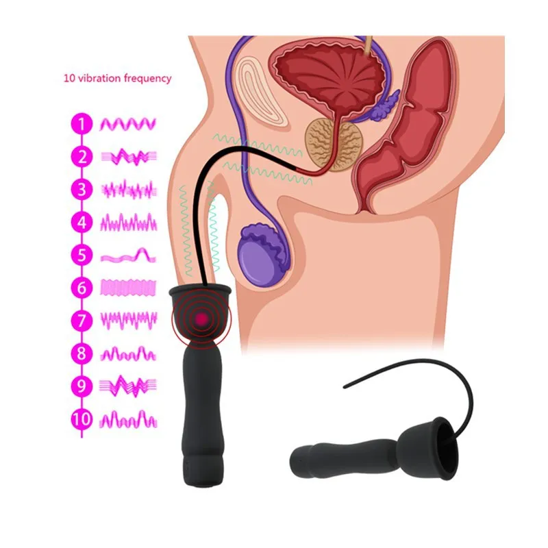 HMJ wholesale 2024 usb charging man sm play adult 10 frequency sex toy dilator urethral vibrator