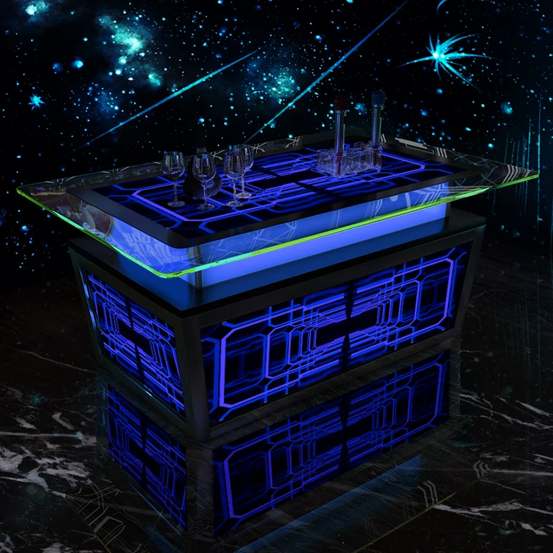 Luxury Ktv Pub Furniture Cafe Dj Snack Led Color Changing Light Up Bar Cocktail Party Table