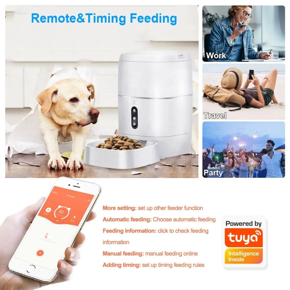 2023 Smart WIFI Automatic Tuya Pet Feeder With APP Control PST-FD-BL3