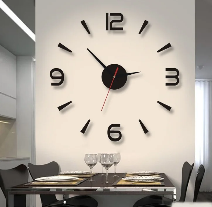 Large Wall Clock Living Room Decor Quartz Sticker Murals 3D DIY Acrylic Mirror Clocks Hanging Watch Home Design