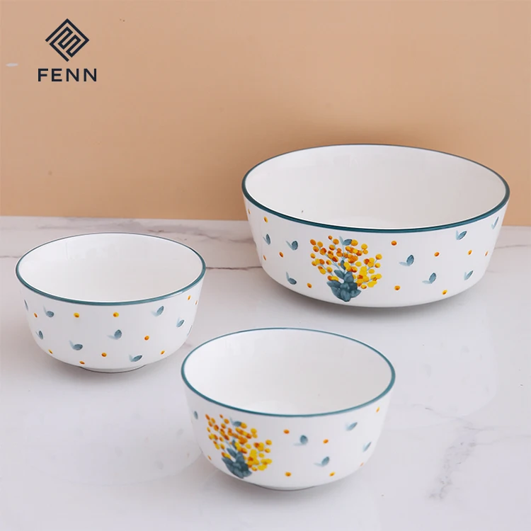 New Bone China hand painting glazed mixing bowl colored ceramic bowls ramen bowls