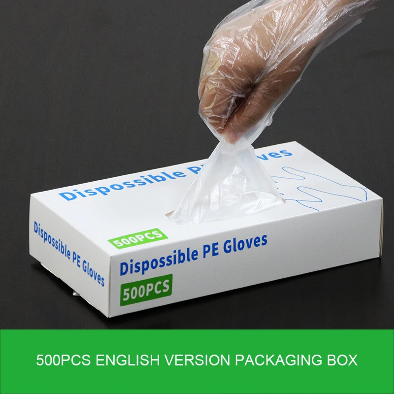 Фабрика напрямую продает 500 штук новых пищевых маслостойких и утолщенных одноразовых перчаток из полиэтилена в коробке