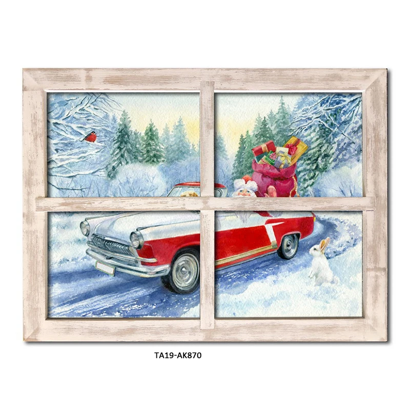 custom Wall Painting Led Canvas Painting for Home Christmas Decoration Car Cross Framed Art Flower Safe Christmas Tree Red