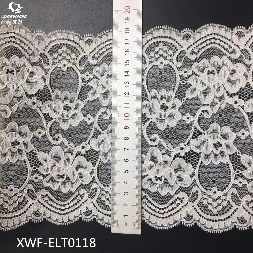 Good quality 18cm border lace trim embroidery white milk silk embroidery lace fabric