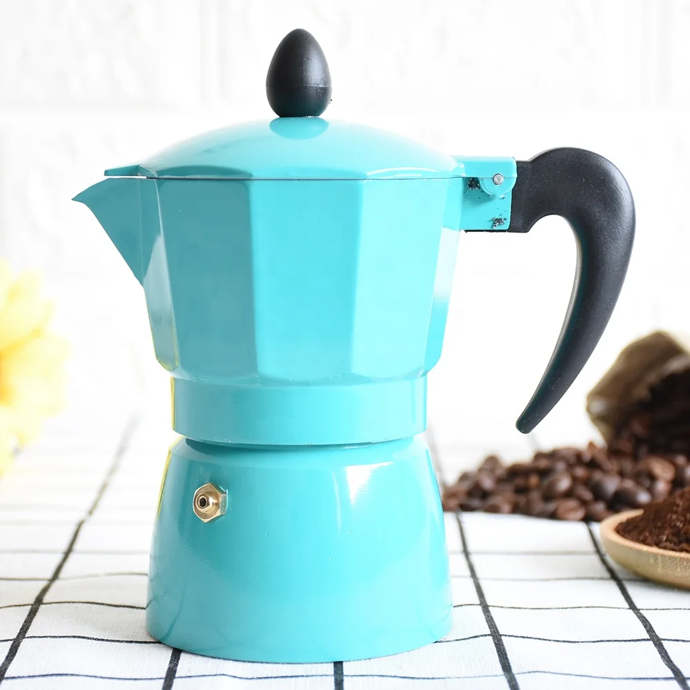 Color Classic 6 Cup Capacity Aluminium Stovetop Italian Moka Espresso Maker