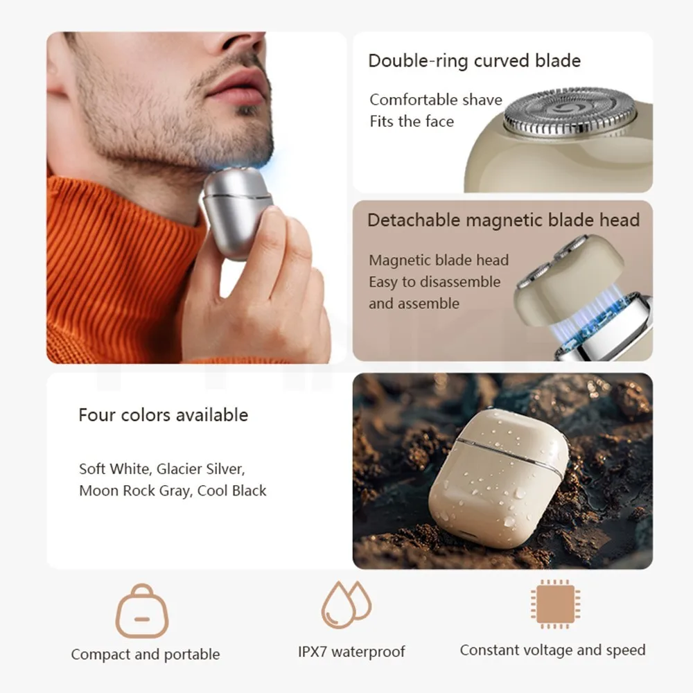 FK-876 Wholesale Custom Mini Touch Sensor Switch Electric Shaver Portable USB Rechargeable Waterproof Electric Rotary Shaver