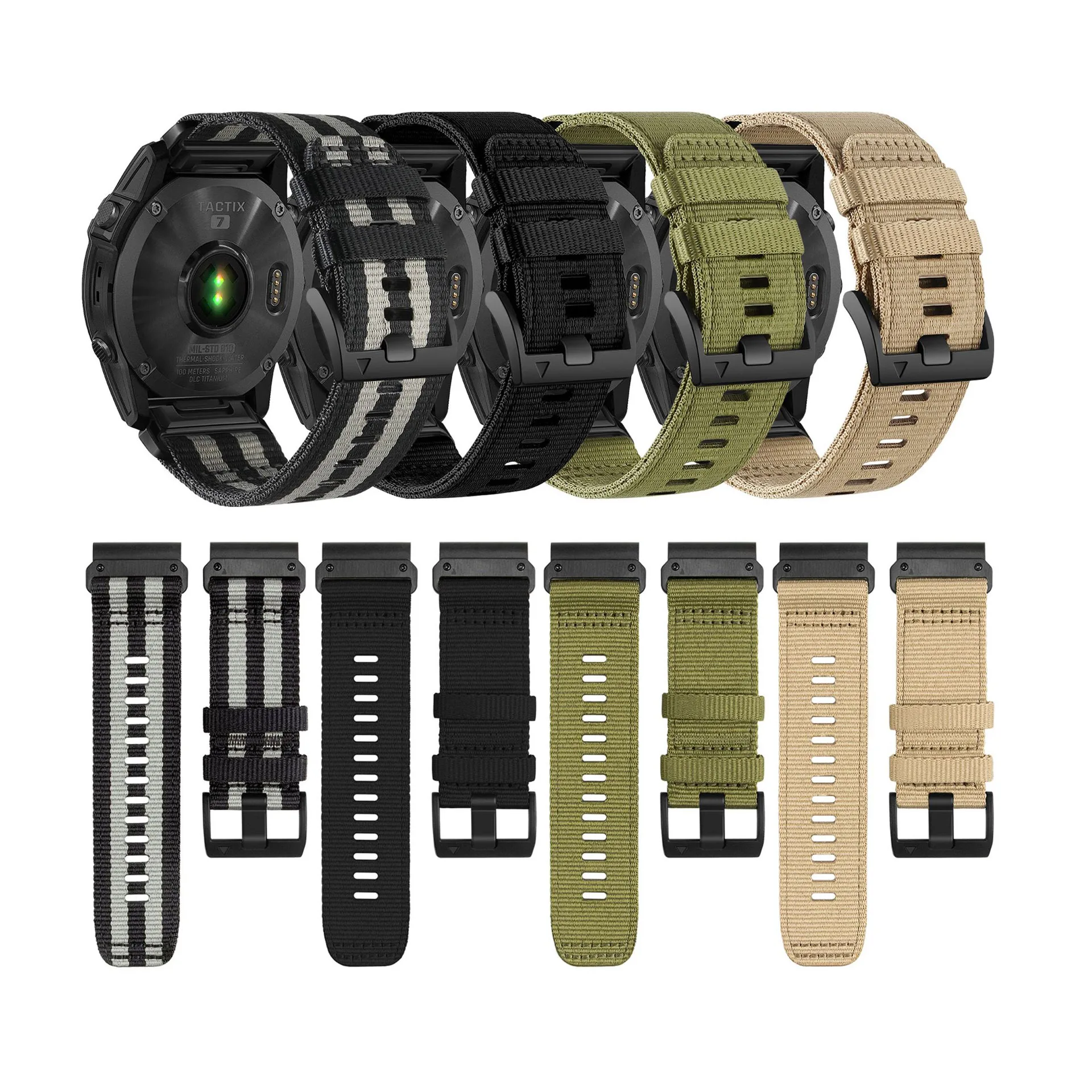 ShanHai 26 22mm Nylon QuickFit Watch Band Strap For Garmin Fenix 7 7X Pro 6 6X 5X 5Plus Epix Gen 2 Instinct 2X Replacement Belt