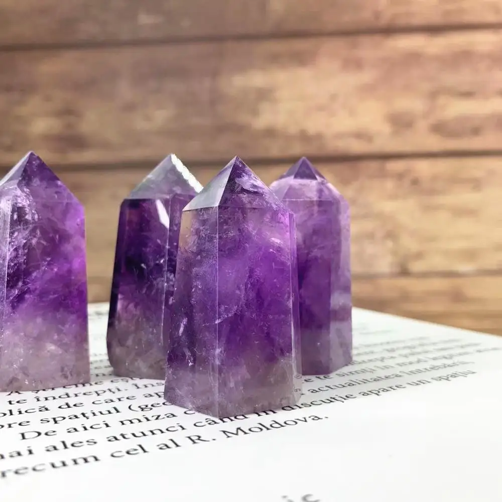 high quality natural crystal amethyst quartz point purple crystal wand crystal crafts for decoration