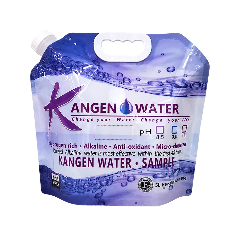 OEM custom 5l 10l outdoor folding portable plastic kangen water container liquid storage pouch