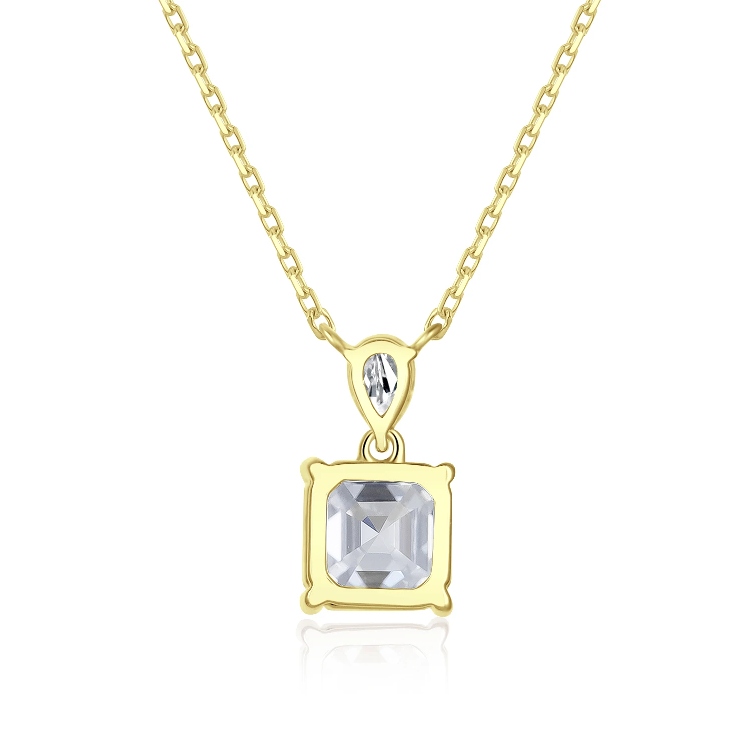 Minimalist Design Asshcer & Pear Cut Lab Diamond Two Stone Pendant Necklace Perfume Bottle Shape Necklace Gold Plated Jewelry