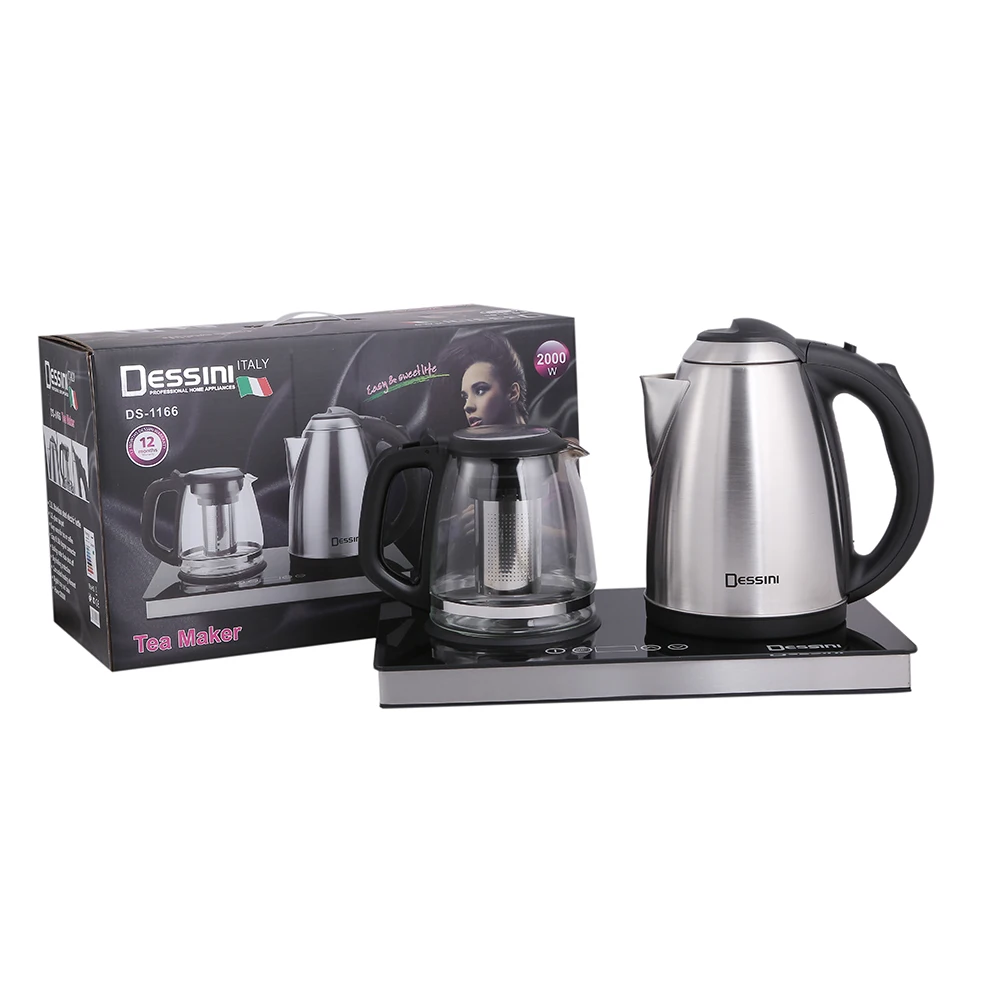 DESSINI Electric Kettle Stainless steel Hot Sales Double Kettle With Tray 1.8L OEM Box Power Packing Plug Chi