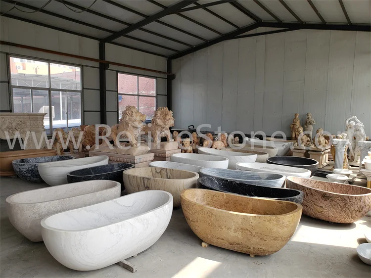 Hot sale design antique natural white marble stone bathtub