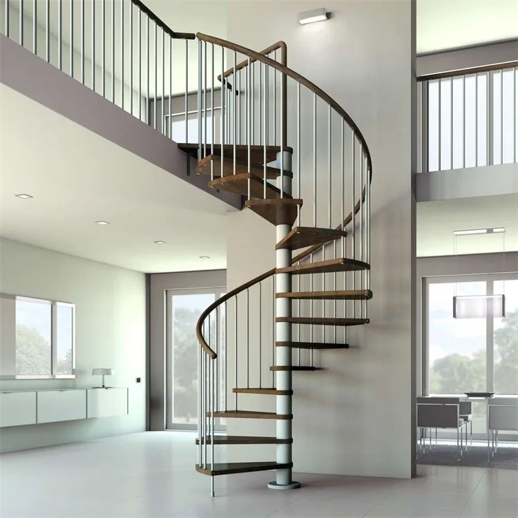 fashion modern double stair spiral living room small space spiral stairs powder coated spiral small stair