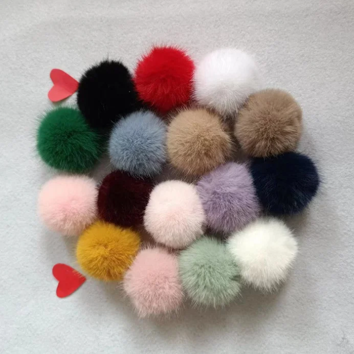 6cm Imitation Mink Fur Covered Ball Beads Colorful Charm Pompom Beads For DIY Crafts Materials Ornament Making Supplies