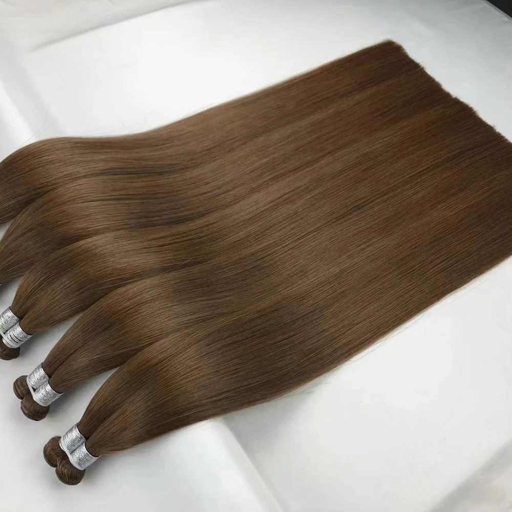 Top Quality Russian Genius weft hair extensions hand tied hair extensions raw human hair seamless weft invisible
