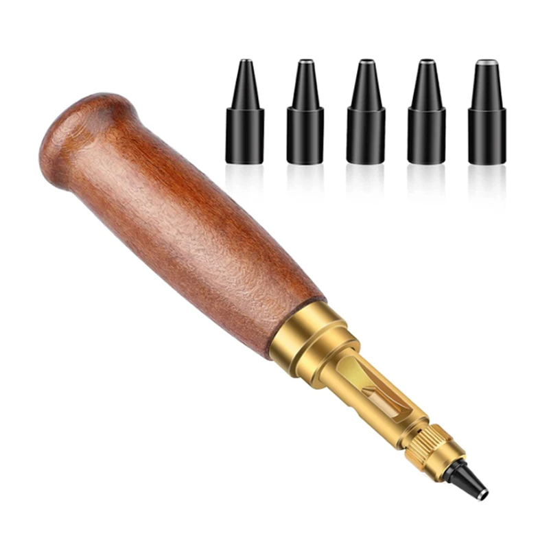 Changeable Tipes 6pcs Belt Hole Puncher Diy Leather Punch Rotary Punch Leather Tool Book Craft Drill Belts Hole Maker