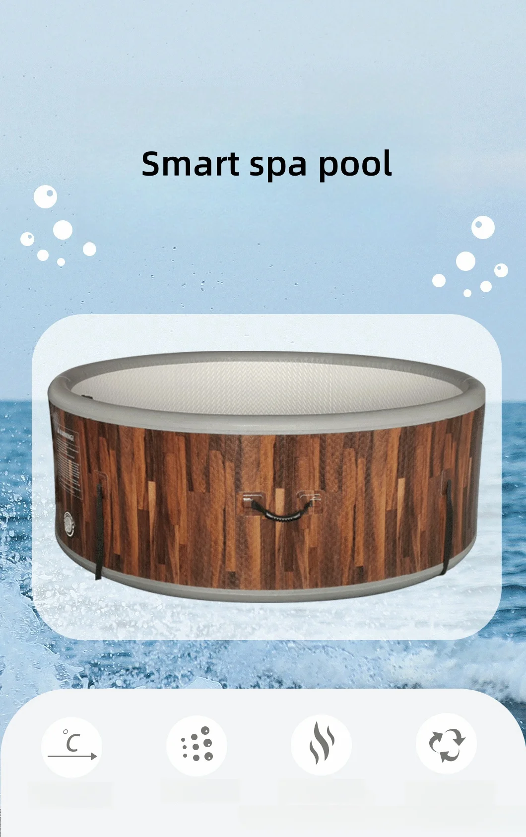 PoeticExist Smart Automatic inflation Outdoor Spa Swimming Pool Jacuzzi Piscina Inflatable Pool Set with Pump Floating Pool