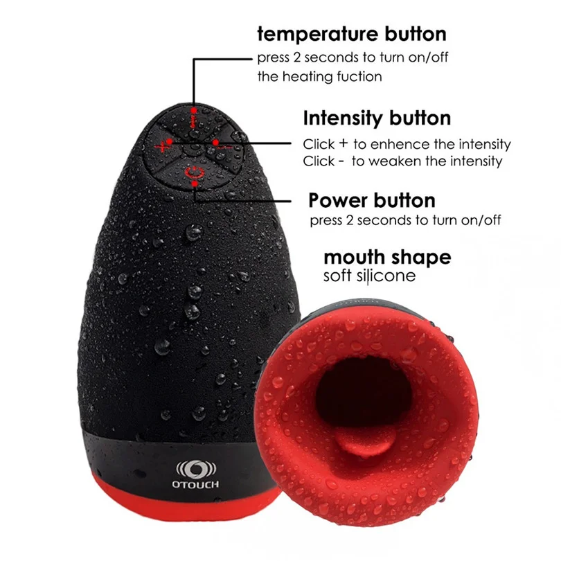 Mouth Shape Heating Vibrating Licking Oral Masturbator Cup Automatic Male Masturbators Cup Adult Toys for Men Sex