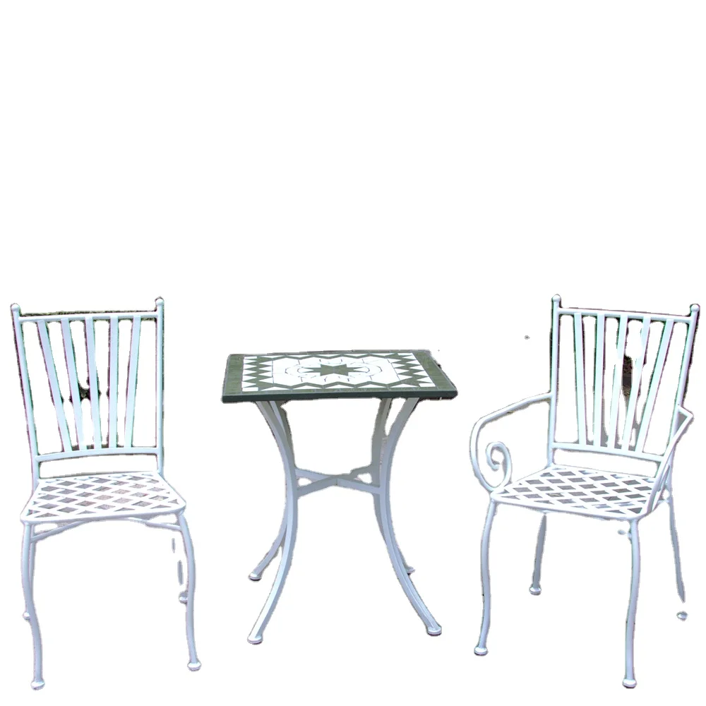 Mosaic Outdoor Furniture 3-piece Bistro Set KD Square Table and Chairs
