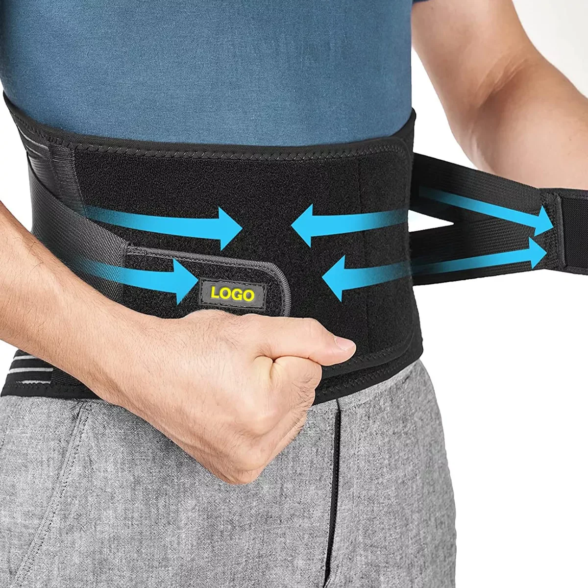 Custom Logo Lumbar Support Belt 6 Stays Breathable Anti-skid Waist Support Ceinture Lombaire Medical Lumbar Back Brace Men Women
