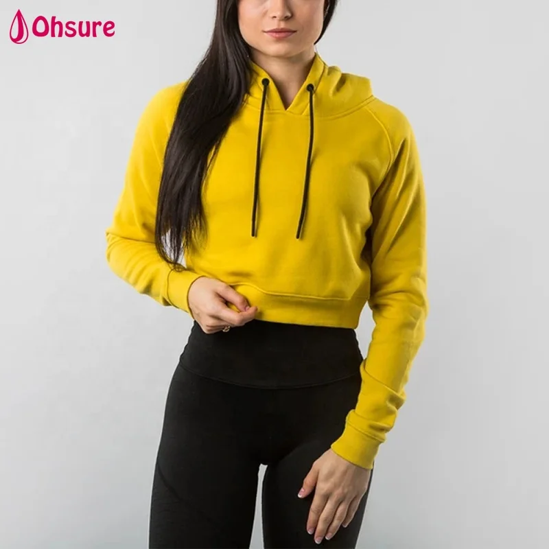 
Wholesale Custom Gym Streetwear Ladies Blank Thick Cotton Drawstring Long Sleeve Crop Hoody Pullover Hoodie Women 
