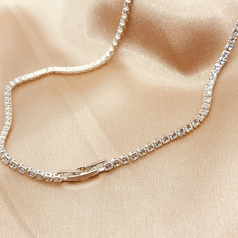 JCA Gold Plated Brass Tennis Necklace with Round Cut Cubic Zirconia